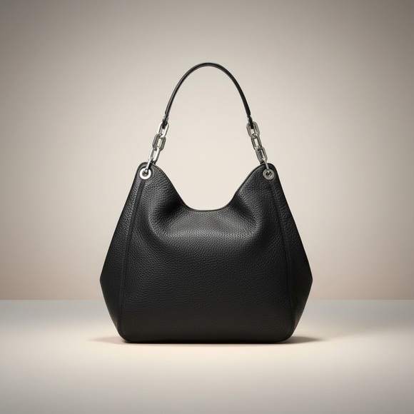 Michael Kors Black Pebbled Leather & Handcrafted Jewelry Bag Charm - Picture 2 of 9